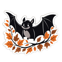 bat autumn leaves SVG PNG design with black and orange floral elements