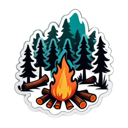 campfire trees SVG PNG design with clean design elements