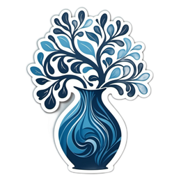 vase leaves floral SVG PNG design with red and blue floral elements