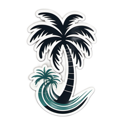 palm trees wave SVG PNG design with clean design elements