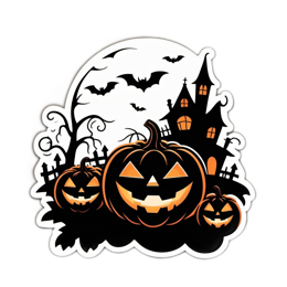 pumpkins mansion SVG PNG design with clean design elements