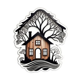 house trees SVG PNG design with clean design elements