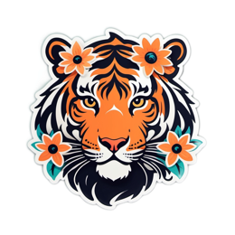 tiger flowers floral SVG PNG design with clean design elements, black and orange floral elements