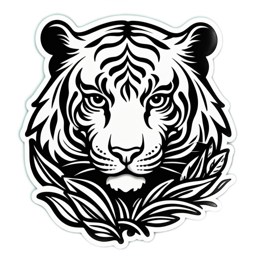 tiger black and white SVG PNG design with clean design elements