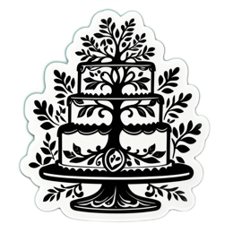 cake floral SVG PNG design with black and white floral elements