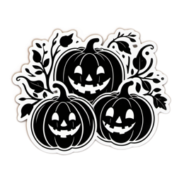 stickers pumpkins SVG PNG design with clean design elements, black and white floral elements