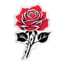 sticker rose floral SVG PNG design with clean design elements, black and white floral elements