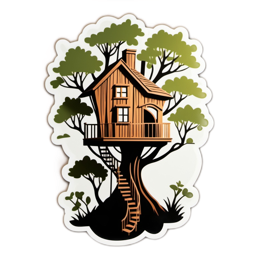 treehouse scenery SVG PNG design with clean design elements