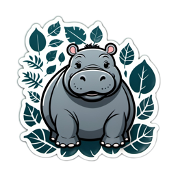hippo leaves SVG PNG design with clean design elements