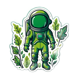 astronaut leaves SVG PNG design with clean design elements, green floral elements