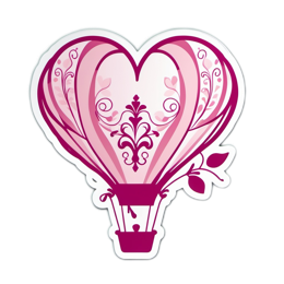 hotairballoon heartdesign floral SVG PNG design with pink floral elements