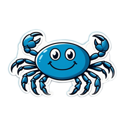 blue crab sticker SVG PNG design with clean design elements