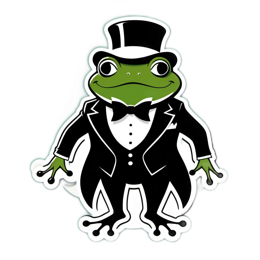 tuxedo frog sticker SVG PNG design with clean design elements
