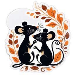 fall mice SVG PNG design with clean design elements, black and orange floral elements