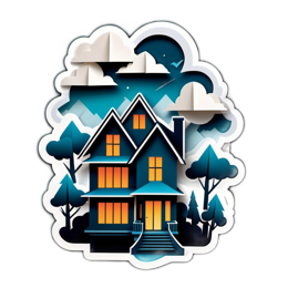 fantasy house scene SVG PNG design with clean design elements