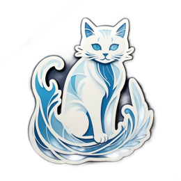 artistic blue cat SVG PNG design with clean design elements