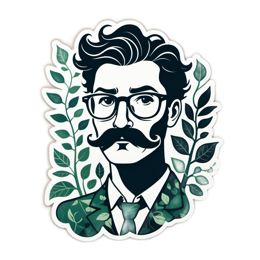 sticker portrait SVG PNG design with clean design elements, black and white floral elements