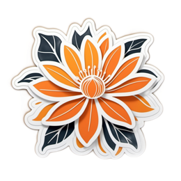 flower orange leaves SVG PNG design with clean design elements, orange and green floral elements