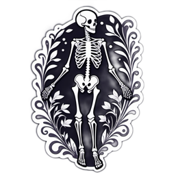 skeleton flora floral SVG PNG design with clean design elements, black and white floral elements