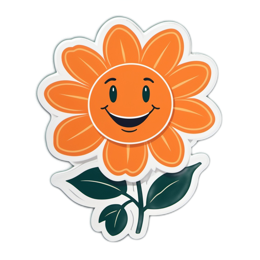 sunflower happy flower SVG PNG design with orange and green floral elements