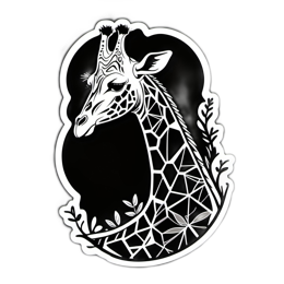 giraffe blackwhite SVG PNG design with clean design elements
