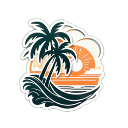 sunset palm trees SVG PNG design with clean design elements