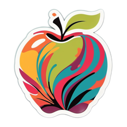 artistic apple sticker SVG PNG design with clean design elements