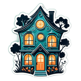 house sticker SVG PNG design with clean design elements