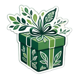 gift greenery box SVG PNG design with green floral elements