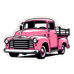 pink truck sticker SVG PNG design with clean design elements