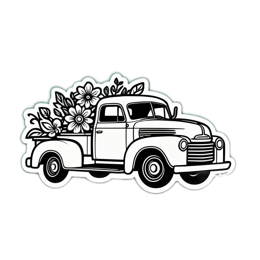 floral truck sticker SVG PNG design with clean design elements, floral elements