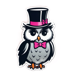 fancy hat owl SVG PNG design with clean design elements