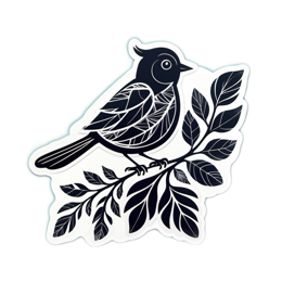 bird leaf SVG PNG design with black and white floral elements