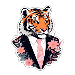 tiger flower suit SVG PNG design with black and orange floral elements