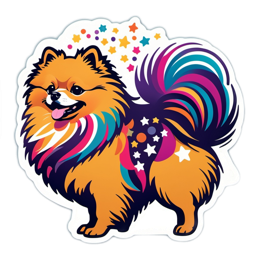 sticker colorful pomeranian SVG PNG design with clean design elements