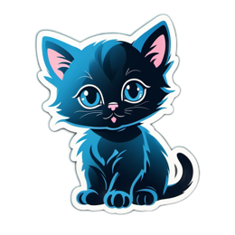 cartoon black cat SVG PNG design with clean design elements