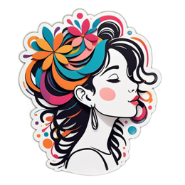beautiful woman artistic floral SVG PNG design with orange and pink floral elements