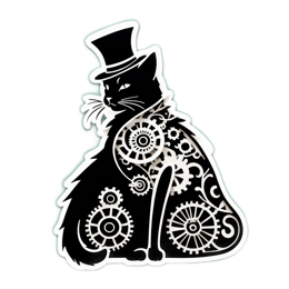 fantasy steampunk cat SVG PNG design with clean design elements