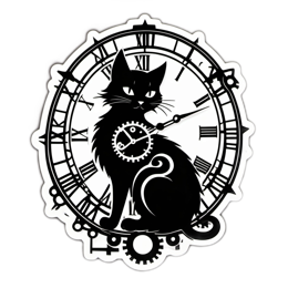 cat clock SVG PNG design with clean design elements