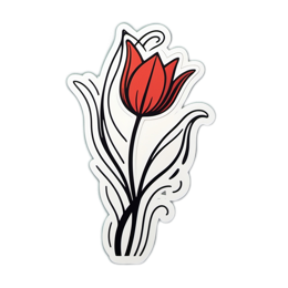 flower red outline SVG PNG design with clean design elements, red and green floral elements