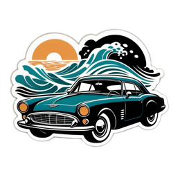 car ocean waves SVG PNG design with clean design elements