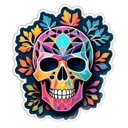 skull colorful leaves SVG PNG design with clean design elements, floral elements