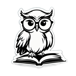 owl book sticker SVG PNG design with clean design elements