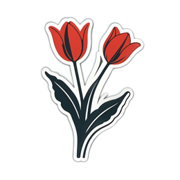 red tulips flower SVG PNG design with clean design elements, red and green floral elements