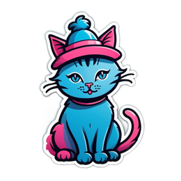 sticker colorful cat SVG PNG design with clean design elements