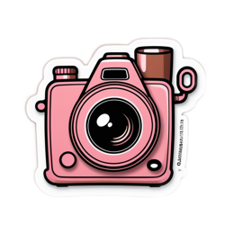 sticker camera pink SVG PNG design with clean design elements