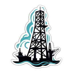 oil rig sticker SVG PNG design with clean design elements