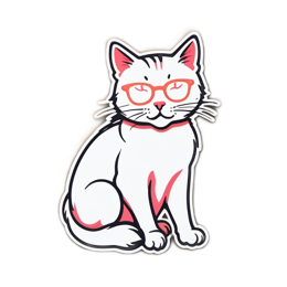sticker cat glasses SVG PNG design with clean design elements