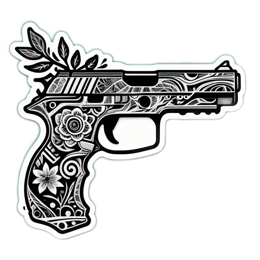 sticker gun floral SVG PNG design with clean design elements, black and white floral elements