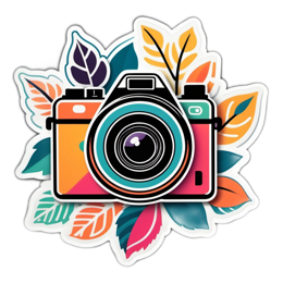 camera leaves SVG PNG design with orange and pink floral elements
